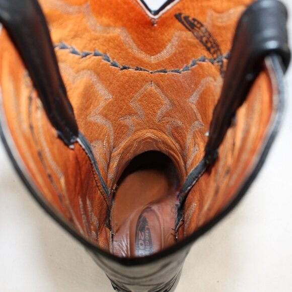 Lucchese 2000 Black Leather Western Embossed Mid-Calf Boot, Size 9 (D) - Picture 12 of 12